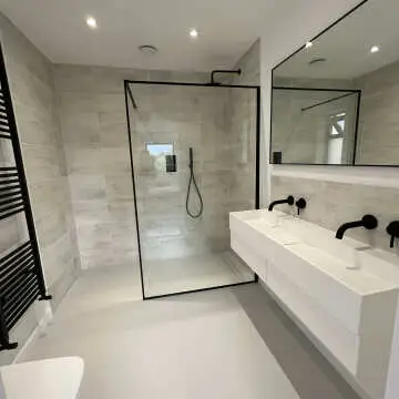 Munich Matt Black Framed Easy Clean 8mm Wet Room Shower Glass Panel 1200mm