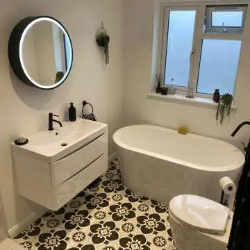 Mollie Black Framed Round Illuminated LED Mirror Cabinet 600mm