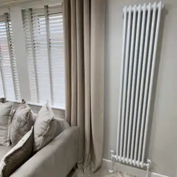 Athens White Double Column Vertical Traditional Radiator 1800x380mm