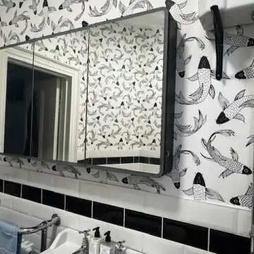 Aurora Battery Powered Matt Black Illuminated LED Mirror Cabinet 700x1200mm