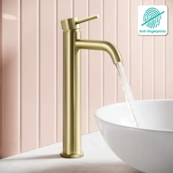 Selma Brushed Brass High Rise Basin Mixer Tap
