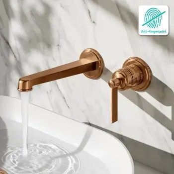 Corrib Brushed Copper Wall Mounted Basin Mixer Tap