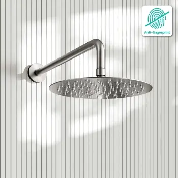 Suir Brushed Nickel Shower Head 250mm with Wall Mounted Arm