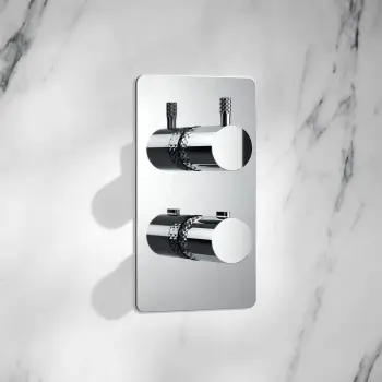 Suir Premium Chrome Round Thermostatic Shower Valve with Knurled Detailing - 3 Outlet