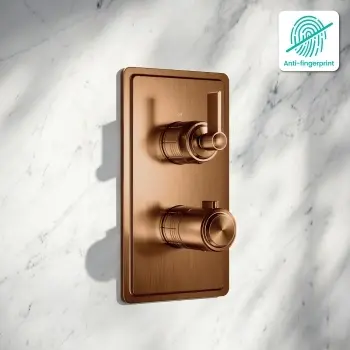 Corrib Premium Brushed Copper Thermostatic Shower Valve - 2 Outlet