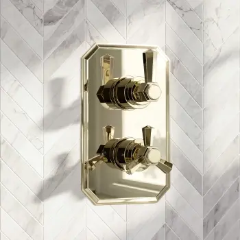 Kenmare Traditional English Gold Thermostatic Shower Valve - 2 Outlets