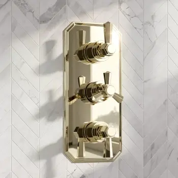 Kenmare Traditional English Gold Thermostatic Shower Valve - 3 Outlets