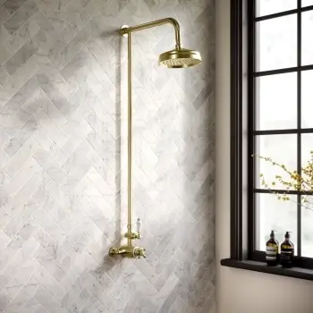 Nevis Brushed Brass Traditional Thermostatic Shower Set