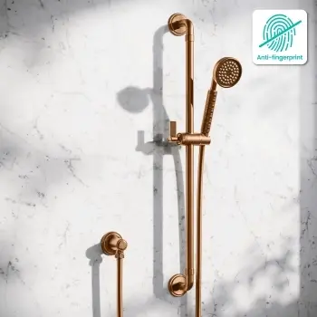 Corrib Brushed Copper Round Shower and Sliding Riser Set