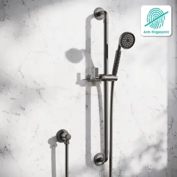 Corrib Brushed Gunmetal Round Shower and Sliding Riser Set