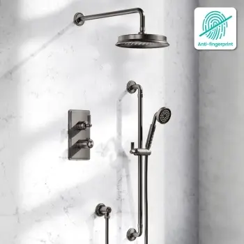Corrib Premium Brushed Gunmetal Round Thermostatic Shower Set