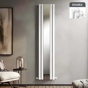 Marseille White Double Vertical Mirror Radiator 1800x380mm