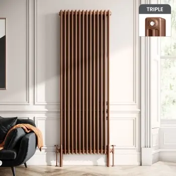 Athens Antique Copper Triple Column Vertical Traditional Radiator 1800x650mm
