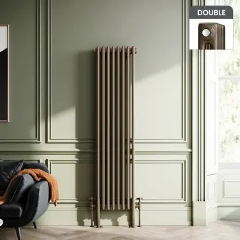 Athens Antique Gold Double Column Vertical Traditional Radiator 1500x380mm