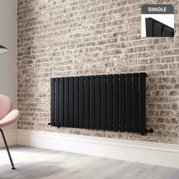Faro Matt Black Single Flat Panel Horizontal Radiator 600x1190mm
