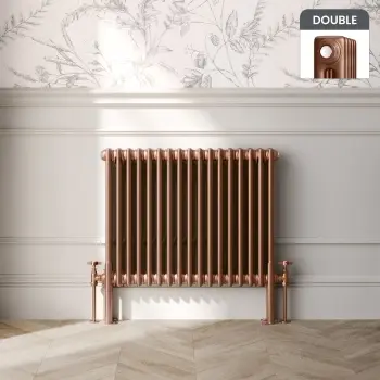 Athens Antique Copper Double Column Horizontal Traditional Radiator 600x785mm