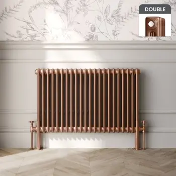 Athens Antique Copper Double Column Horizontal Traditional Radiator 600x1010mm