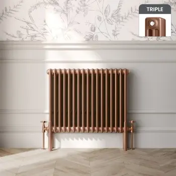Athens Antique Copper Triple Column Horizontal Traditional Radiator 600x785mm