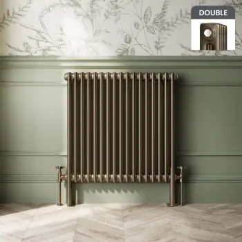 Athens Antique Gold Double Column Horizontal Traditional Radiator 750x785mm