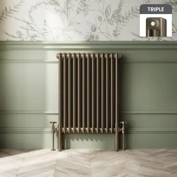 Athens Antique Gold Triple Column Horizontal Traditional Radiator 750x605mm