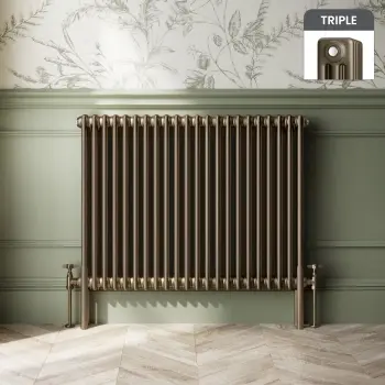 Athens Antique Gold Triple Column Horizontal Traditional Radiator 750x1010mm