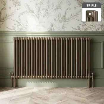 Athens Antique Gold Triple Column Horizontal Traditional Radiator 750x1415mm