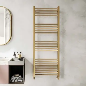 Barcelona Brushed Brass Straight Heated Towel Rail 1600x600mm