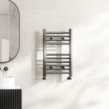 Naples Premium Brushed Gunmetal Straight Heated Towel Rail 650x400mm