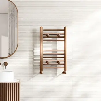 Naples Premium Brushed Copper Straight Heated Towel Rail 650x400mm