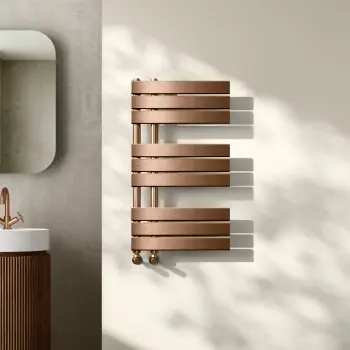 Seville Brushed Copper Designer Flat Panel Heated Towel Rail 800x450mm