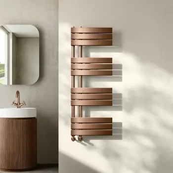 Seville Brushed Copper Designer Flat Panel Heated Towel Rail 1200x450mm