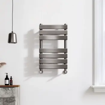 Santorini Brushed Gunmetal Flat Panel Heated Towel Rail 650x400mm