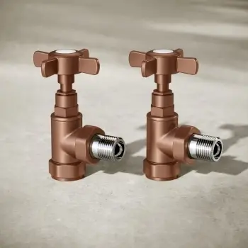 Antique Copper Angled Traditional Manual Radiator Valves (Pair) Standard 15mm
