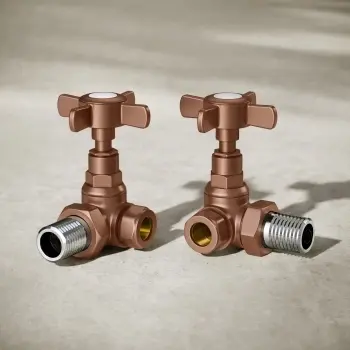 Antique Copper Corner Traditional Manual Radiator Valves (Pair) Standard 15mm