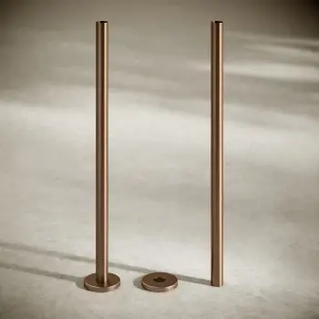 Brushed Copper Pipe Connectors For Heated Towel Rails & Radiators (Pair) 300mm