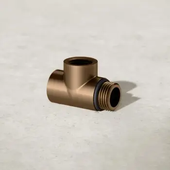 Dual Fuel Brushed Copper T Piece Connector For Towel Rails & Radiators