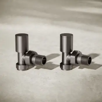 Brushed Gunmetal Angled Manual Radiator Valves (Pair) Standard 15mm
