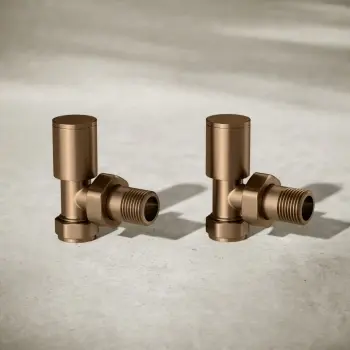 Brushed Copper Angled Manual Radiator Valves (Pair) Standard 15mm