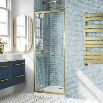 London Brushed Brass 6mm Pivot Shower Door 800mm