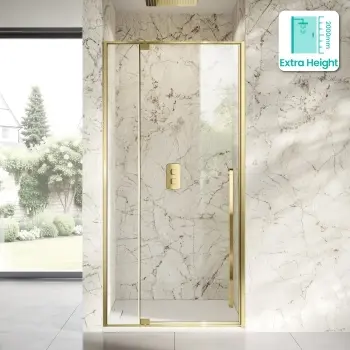 Cologne Brushed Brass Easy Clean 8mm Hinged Shower Door 1100mm