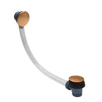 Brushed Copper Click Clack Bath Waste With Overflow