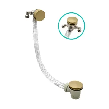 Brushed Brass Slimline Freeflow Bath Filler Waste and Overflow
