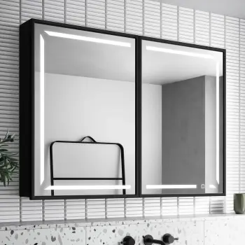 Mia Black Framed Illuminated LED Mirror Cabinet 710x1000mm