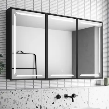 Mia Black Framed Illuminated LED Mirror Cabinet 710x1200mm
