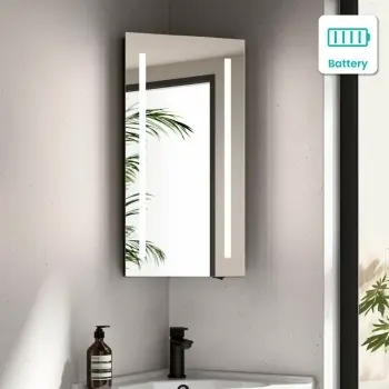 Madelyn Battery Powered Illuminated LED Corner Mirror Cabinet 600mm Tall