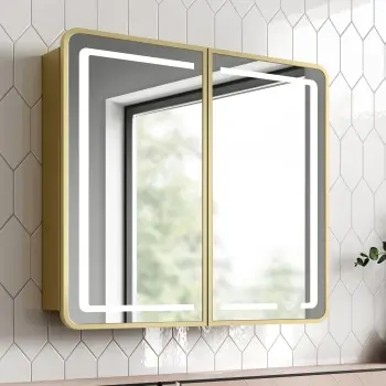 Olivia Matt Brass Illuminated LED Mirror Cabinet 710x800mm