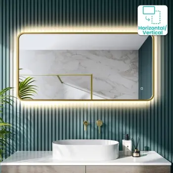 Mila Brushed Brass Backlit llluminated LED Mirror 600x1200mm