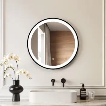 Delilah Black Framed Round Illuminated LED Mirror 600mm