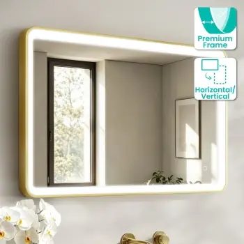 Libby Brushed Brass Illuminated LED Mirror 1026x655mm