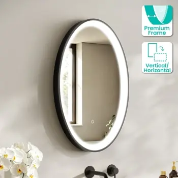 Libby Oval Matt Black Illuminated LED Mirror 800x520mm